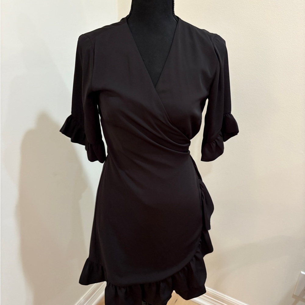 Gianni Bini Black Ruffle Mini Dress